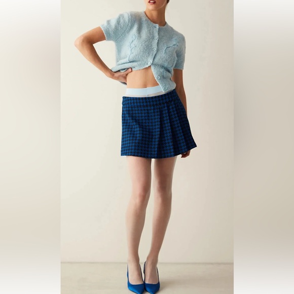 NWT - Zara Houndstooth Box Pleat Skort - Large - Picture 2 of 8